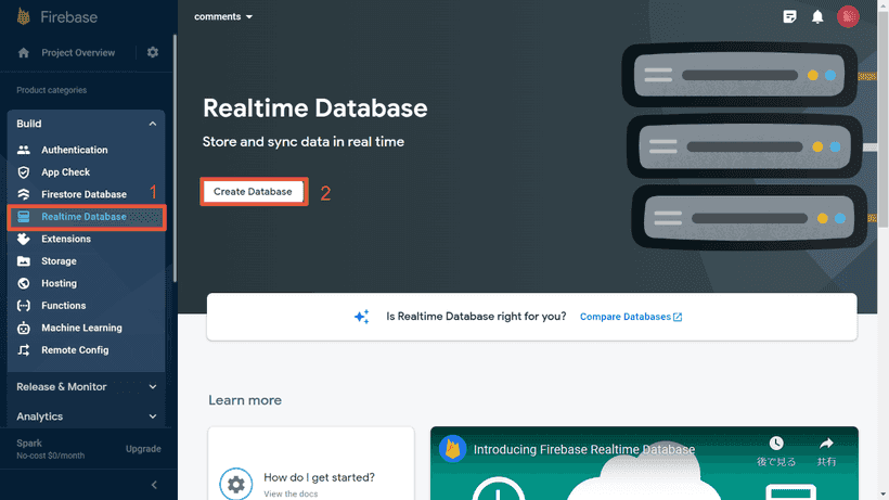 Creating a Realtime Database on Firebase